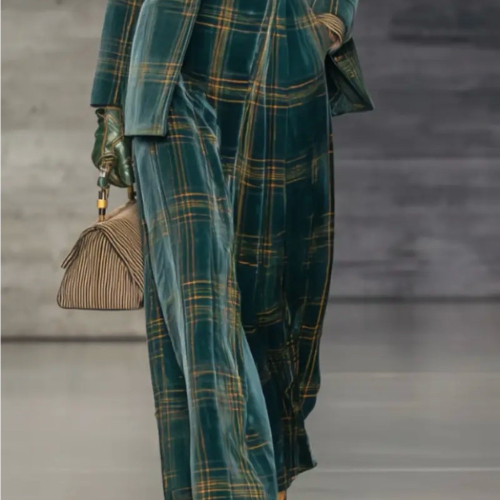 Plaid Green Women's Pantsuit - Picture 2 of 4